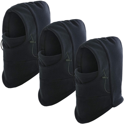 3x Windproof Thermal Fleece Balaclava Beanie Hat Full Face Mask Ski - Black - Main Image