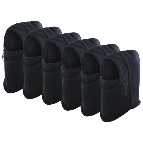 6x Windproof Thermal Fleece Balaclava Beanie Hat Full Face Mask Ski - Black - Main Image