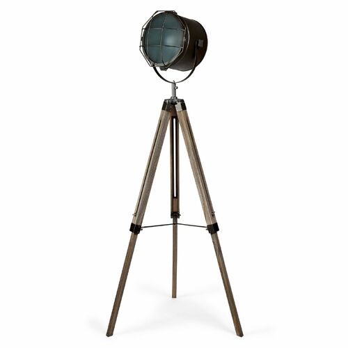 153cm Nautical Tripod Floor Lamp w Matte Grey Lamp Head Searchlight Spot Light - Main Image