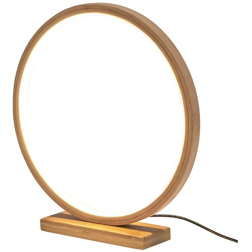 Bamboo Single Ring LED Lamp Light Modern Scandi Minimalistic - Natural - Main Image