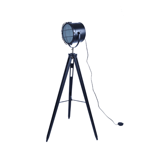 158cm Nautical Tripod Floor Lamp w Matte Black Lamp Head Searchlight Spot Light - Main Image