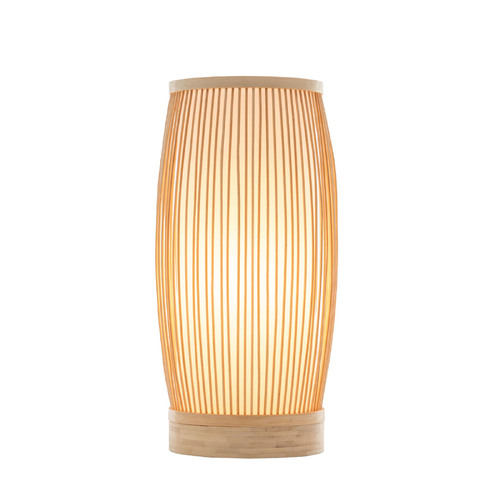 Natural Woven Bamboo Cylinder Table Lamp Light Shade Boho Tropical Coastal - Main Image