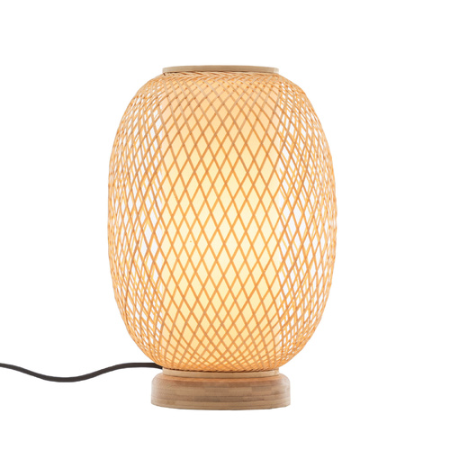 Natural Woven Bamboo Oval Table Lamp Light Shade Boho Tropical Coastal - Main Image