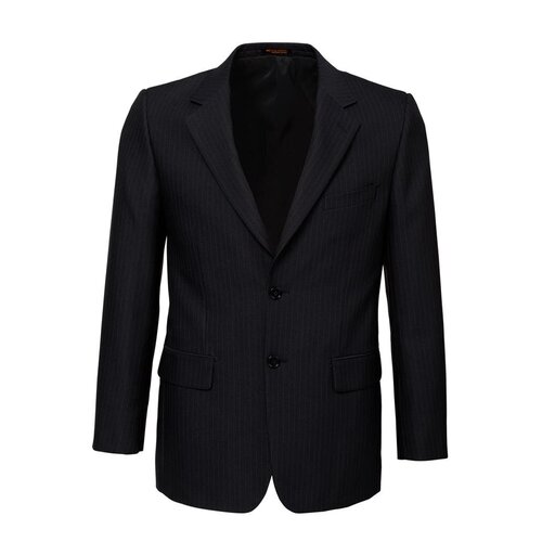 Mens Single Breasted 2 Button Suit Jacket Work Business - Pin Striped - Black - 107 - Main Image