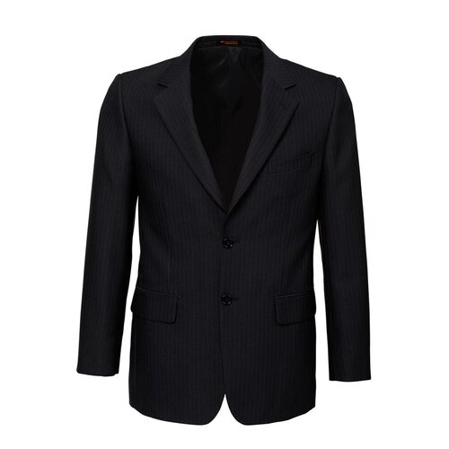 Mens Single Breasted 2 Button Suit Jacket Work Business - Pin Striped - Black - 137 - Main Image