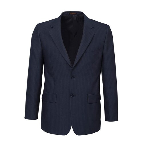 Mens Single Breasted 2 Button Suit Jacket Work Business - Pin Striped - Navy - 102 - Main Image