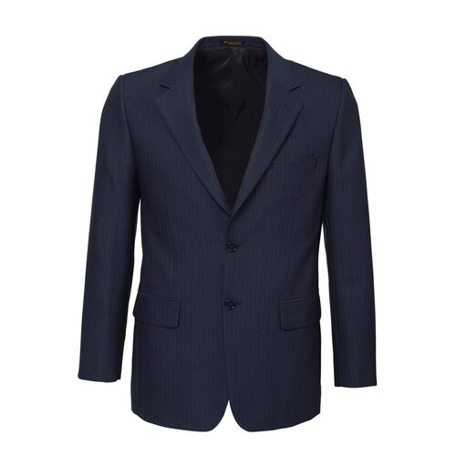 Mens Single Breasted 2 Button Suit Jacket Work Business - Pin Striped - Navy - 132 - Main Image