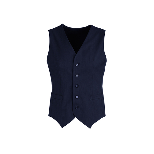 Mens Peaked Vest Waistcoat w/ Knitted Back Suit Formal Wedding Dress Up - Navy - 122 - Main Image