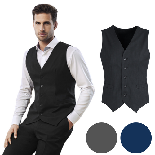Mens Peaked Vest Waistcoat w/ Knitted Back Suit Formal Wedding Dress Up - Navy - 87 - Main Image