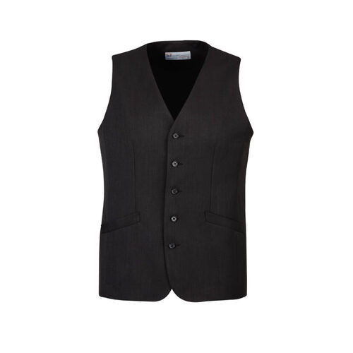 Mens Bamboo Blend Longline Vest Waistcoat w/ Stretch Business Forrnal Dress - Charcoal - 132 - Main Image