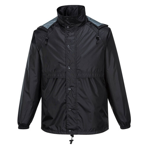 HUSKI STRATUS RAIN JACKET Waterproof Workwear Concealed Hood Windproof Packable - Black - 4XL - Main Image