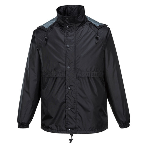 HUSKI STRATUS RAIN JACKET Waterproof Workwear Concealed Hood Windproof Packable - Black - 5XL - Main Image