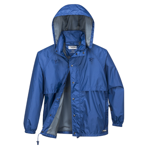 HUSKI STRATUS RAIN JACKET Waterproof Workwear Concealed Hood Windproof Packable - Cobalt - XXL - Main Image