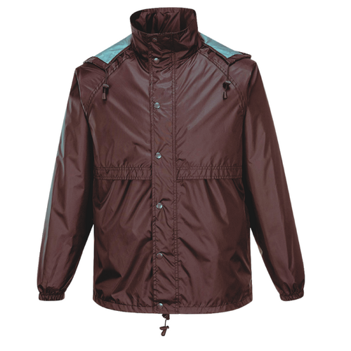 HUSKI STRATUS RAIN JACKET Waterproof Workwear Concealed Hood Windproof Packable - Garnet Red - S - Main Image