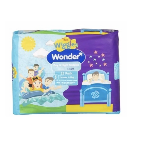Wonder Pk25 the Wiggles Day & Night Nappies Diapers Crawler 6 - 11 Kg Size 3 - Main Image