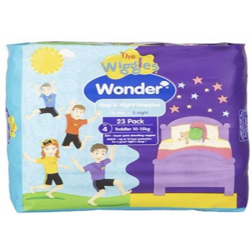 Wonder Pk23 the Wiggles Day & Night Nappies Toddler 10-15 Kg Size 4 - Main Image