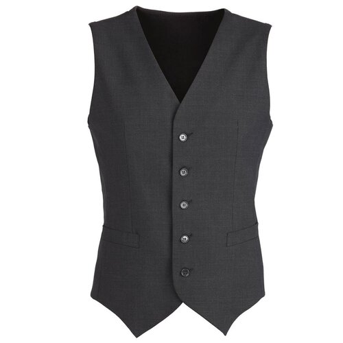 Mens Wool Blend Vest w/ Knitted Back Waistcoat Sleeveless Wool Blend - Charcoal - 117 - Main Image