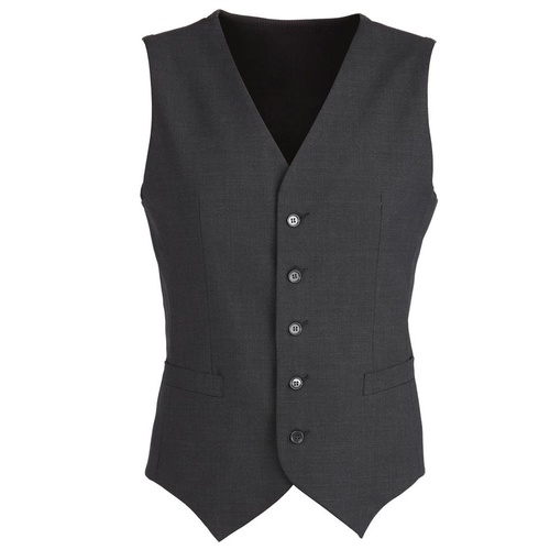 Mens Wool Blend Vest w/ Knitted Back Waistcoat Sleeveless Wool Blend - Charcoal - 97 - Main Image