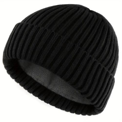 Winter Knitted Hat Men Women Warm Thick Beanie Fleece Ski Cap Outdoor Thermal - Main Image