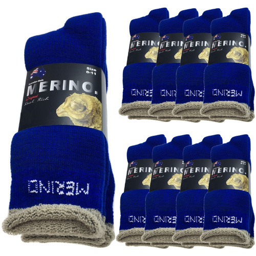 9 Pairs MERINO WOOL SOCKS Mens Heavy Duty Premium Thick Work Socks Cushion BULK - Blue - 6-11 - Main Image