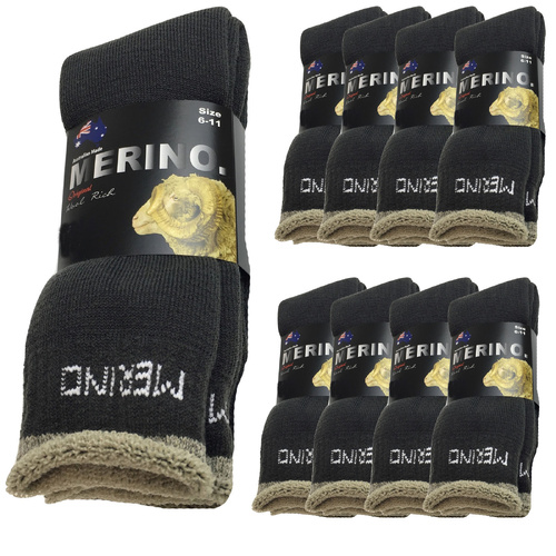 9 Pairs MERINO WOOL SOCKS Mens Heavy Duty Premium Thick Work Socks Cushion BULK - Charcoal - 11-14 - Main Image