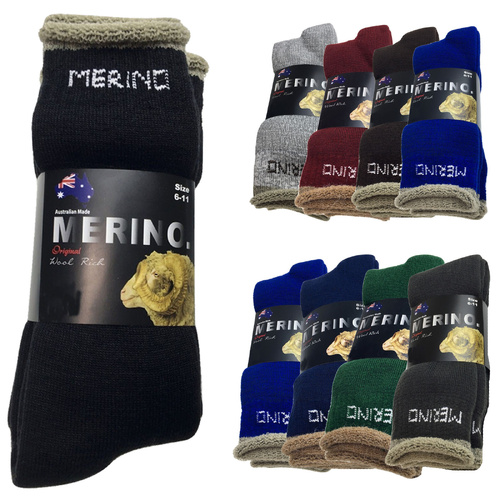 9 Pairs MERINO WOOL SOCKS Mens Heavy Duty Premium Thick Work Socks Cushion BULK - Mystery Mix of 2 Colours - 6-11 - Main Image