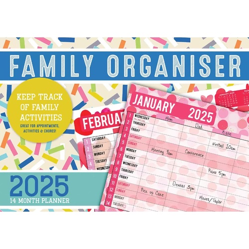 2025 Family Organiser Rectangle Wall Calendar 14 Months Hanging Planner Souvenir - Main Image
