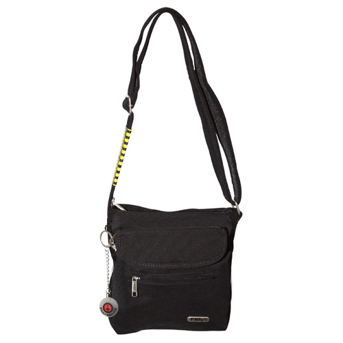 FIB Mens Crossbody Bag Travel Wallet Pockets Shoulder Strap - Black - Main Image