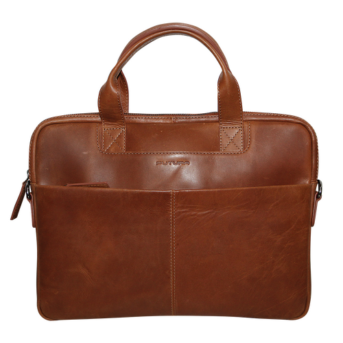Futura Mens Slimline Laptop Bag Satchel Handbag Handles College - Brown - Main Image