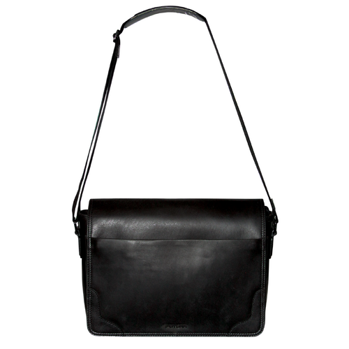 Futura Mens Laptop Messenger Sling Bag School Work Shoulder Strap - Black - Main Image