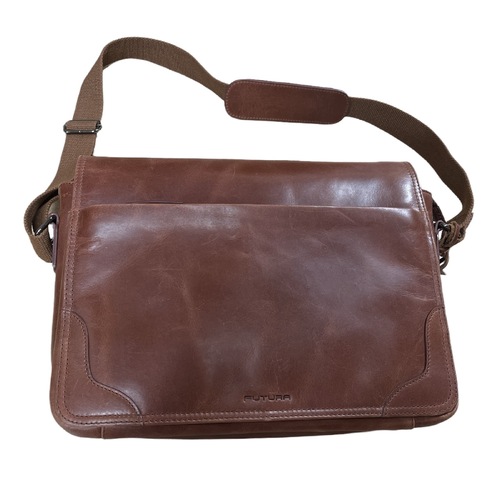 Futura Laptop Messenger Sling Bag Travel Computer Business Genuine Leather - Brown - Main Image