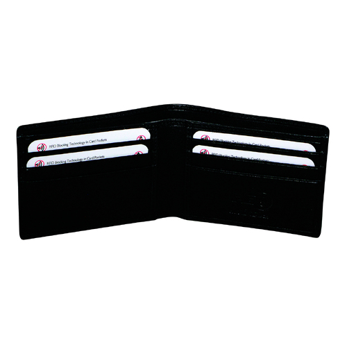 FIB RFID Leather Fold Slimline Wallet - Black - Main Image