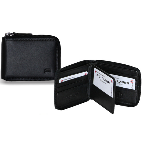 Futura Mens Zip Around Leather Wallet RFID Gift - Black - Main Image