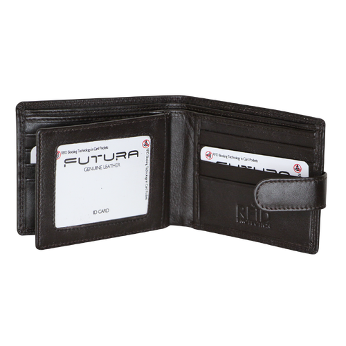 Futura Mens RFID Leather Fold Over Wallet - Brown - Main Image