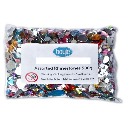 500g Boyle Assorted Rhinestones Acrylic Flat Back Art Craft - Main Image