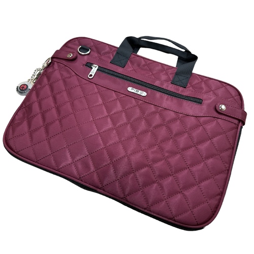 RFID Quilted Taslon Laptop Bag Sleeve Computer Travel w/ Tablet Holder - Marsala - Main Image