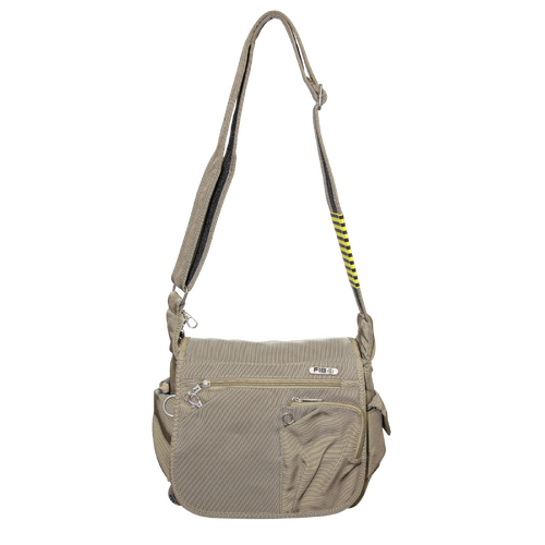FIB Mens Flapover Shoulder Bag Cross Body Travel Satchel Shoulder Strap - Sand - Main Image