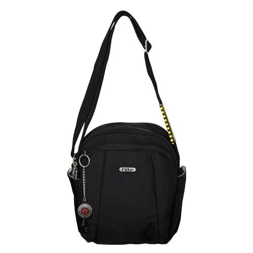 FIB Mens Tablet Crossover Bag Shoulder Strap Travel Wallet - Black - Main Image