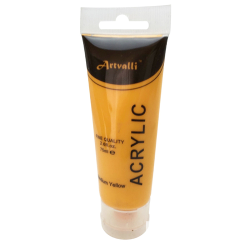 ARTISTS ACRYLIC PAINT Craft 75ml Tube Non Toxic Paints Water Based - Medium Yellow - Main Image
