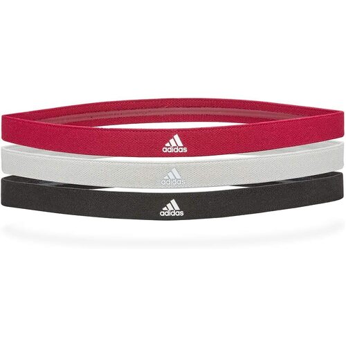 Adidas 3-Pack Sports Hair Bands Taining Stretch Headband - Black/Grey/Burgundy - Main Image