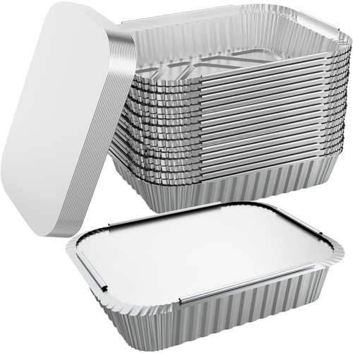 240x Aluminium Disposable Foil Food Container Trays Pans w/ Lids Covers Bulk 14cm*12cm*4.5cm - Main Image
