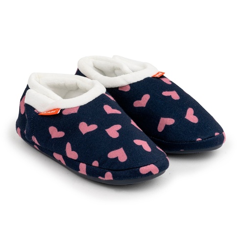 ARCHLINE Orthotic Slippers CLOSED Arch Scuffs Moccasins Pain Relief in Navy Hearts - EUR39 - Main Image