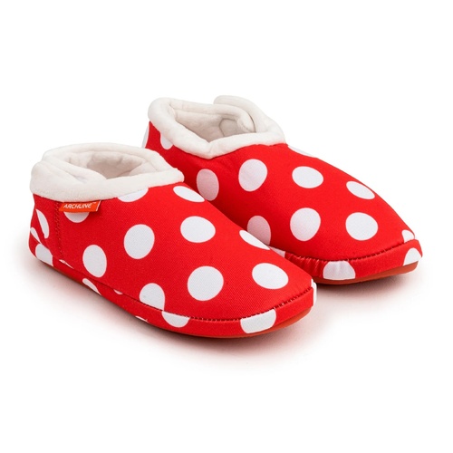 ARCHLINE Orthotic Slippers CLOSED Back Scuffs Moccasins Pain Relief - Red Polka Dots - EUR 35 (Womens 4 US) - Main Image
