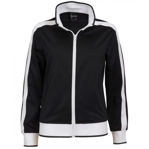 Identitee Ladies Track Top Jacket Tracksuit Warm Winter Full Zip Varsity Jumper - Black/White - M (10-12) - Main Image
