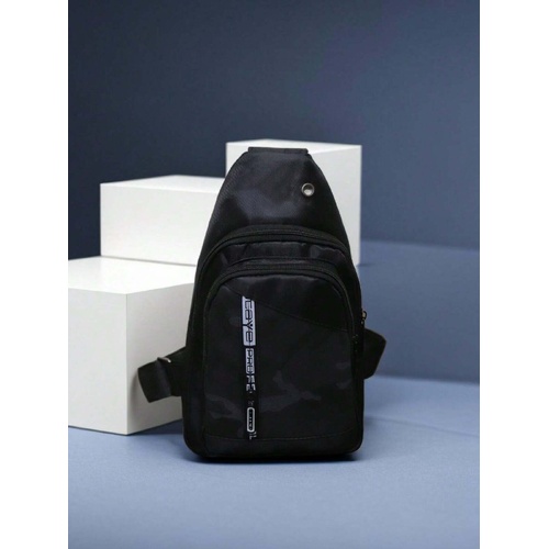 Mens Crossbody Sling Casual Chest Bag in Black - Main Image