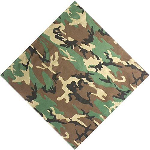 BANDANA Paisley 100% COTTON Head Wrap Durag Bandanna Summer Biker Scarf Mask - Army Camouflage - Main Image