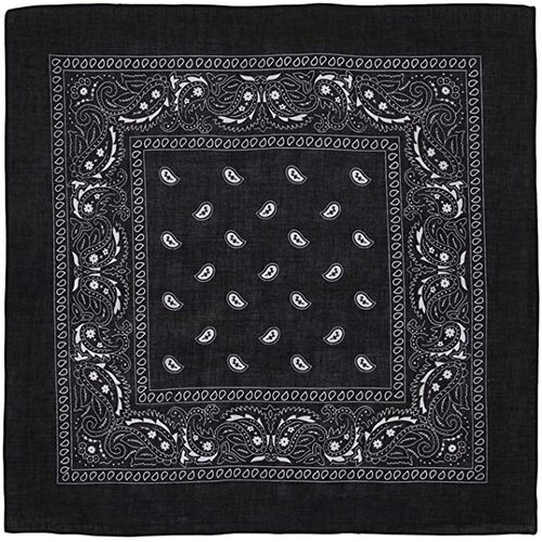 BANDANA Paisley 100% COTTON Head Wrap Durag Bandanna Summer Biker Scarf Mask - Black - Main Image
