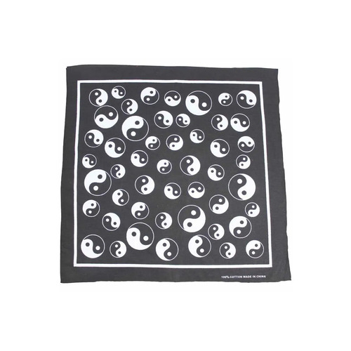 BANDANA Paisley 100% COTTON Head Wrap Durag Bandanna Summer Biker Scarf Mask - Yin Yang (Black/White) - Main Image