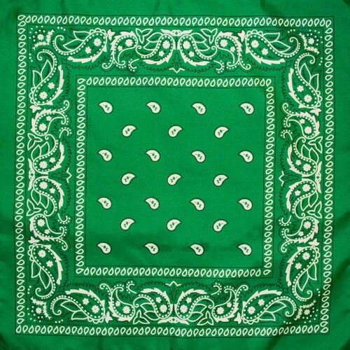 BANDANA Paisley 100% COTTON Head Wrap Durag Bandanna Summer Biker Scarf Mask - Dark Green - Main Image