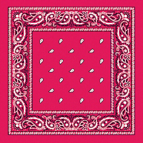 BANDANA Paisley 100% COTTON Head Wrap Durag Bandanna Summer Biker Scarf Mask - Hot Pink - Main Image